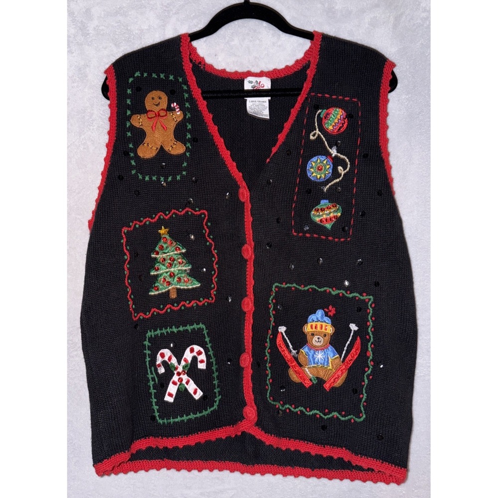 NutCracker Sweater Vest Womens Large Christmas Embroidered Holiday Winter